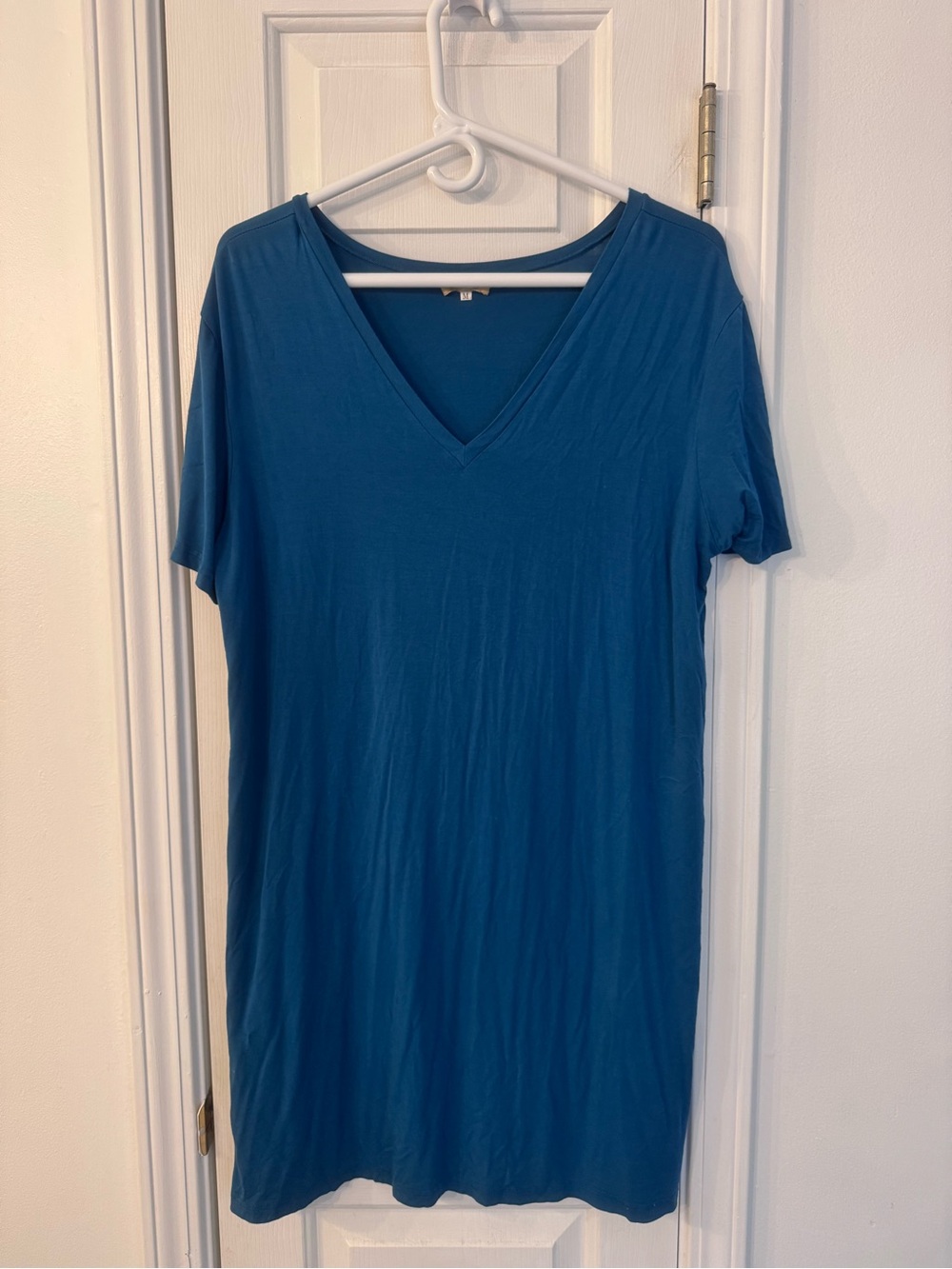 Women's Teal V-Neck Short Sleeve Dress